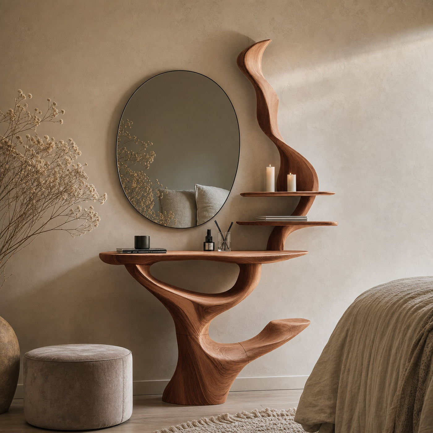Mid Century Live Edge Cosmetic Table For Bathroom Style - product view 6
