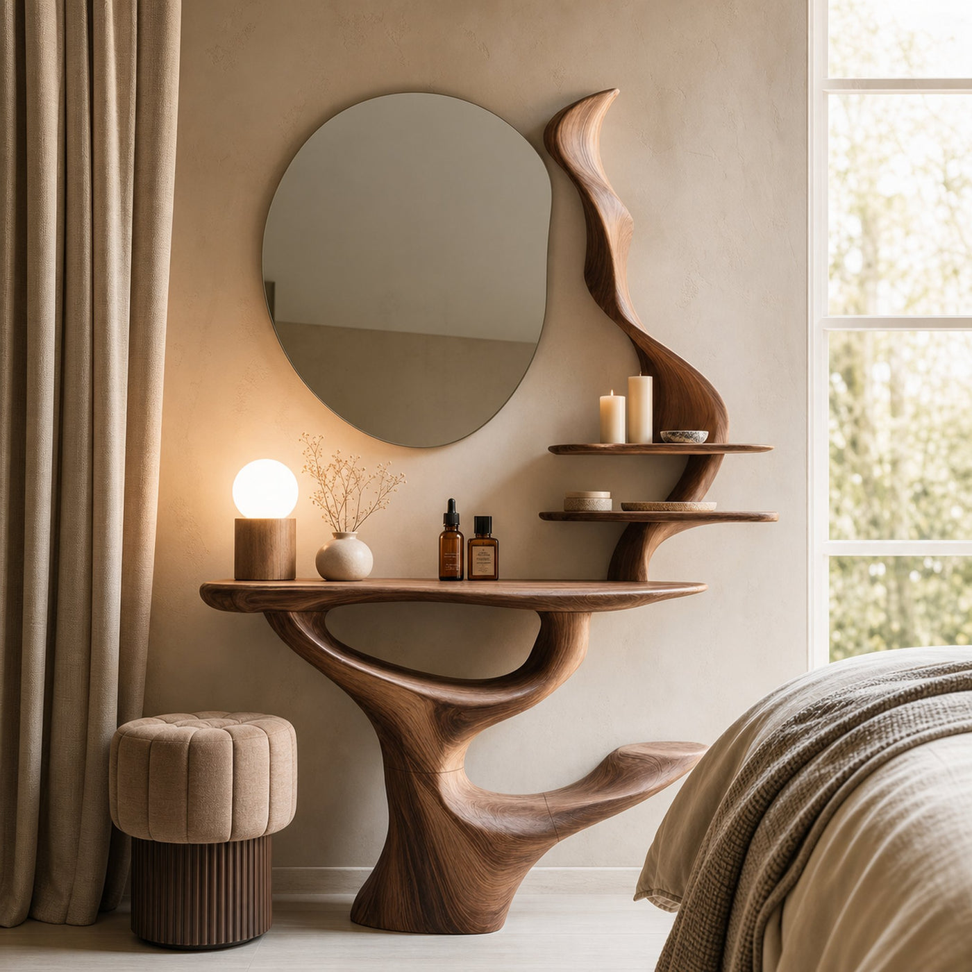 Mid Century Live Edge Cosmetic Table For Bathroom Style - product view 7