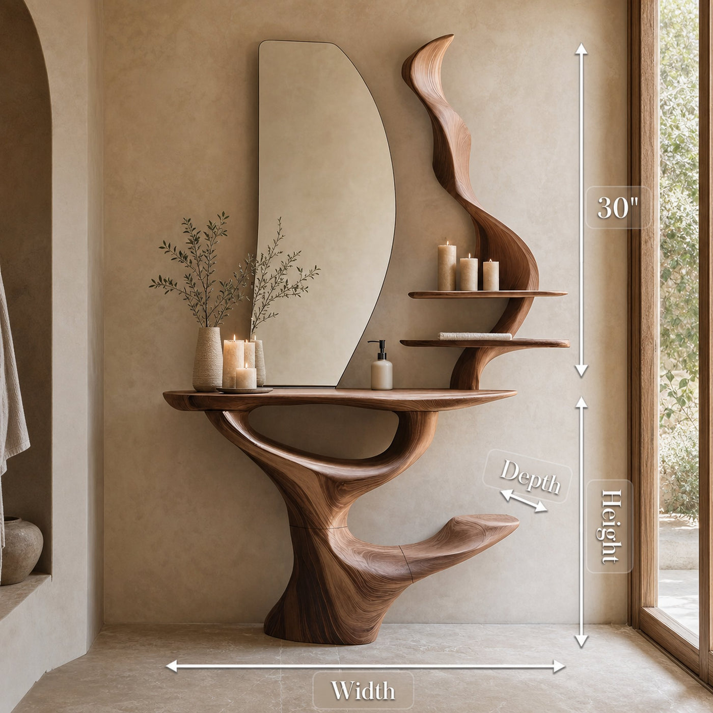 Mid Century Live Edge Cosmetic Table For Bathroom Style - product view 8