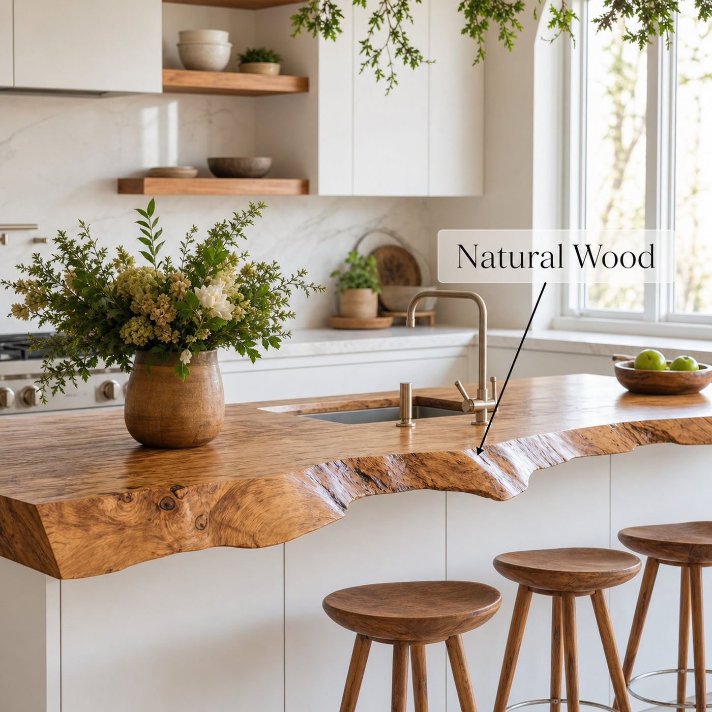 Mid Century Live Edge Countertop Kitchen Decor Statement - product view 6