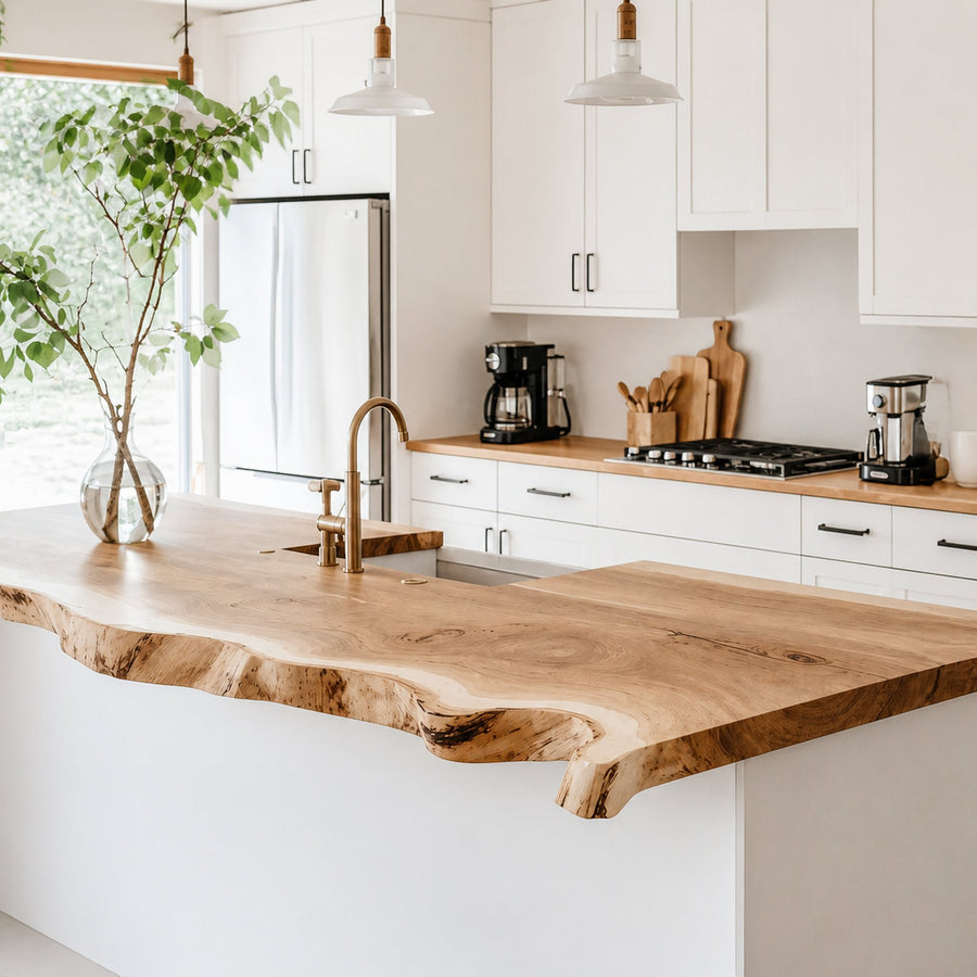 Mid Century Live Edge Countertop Modern Kitchen