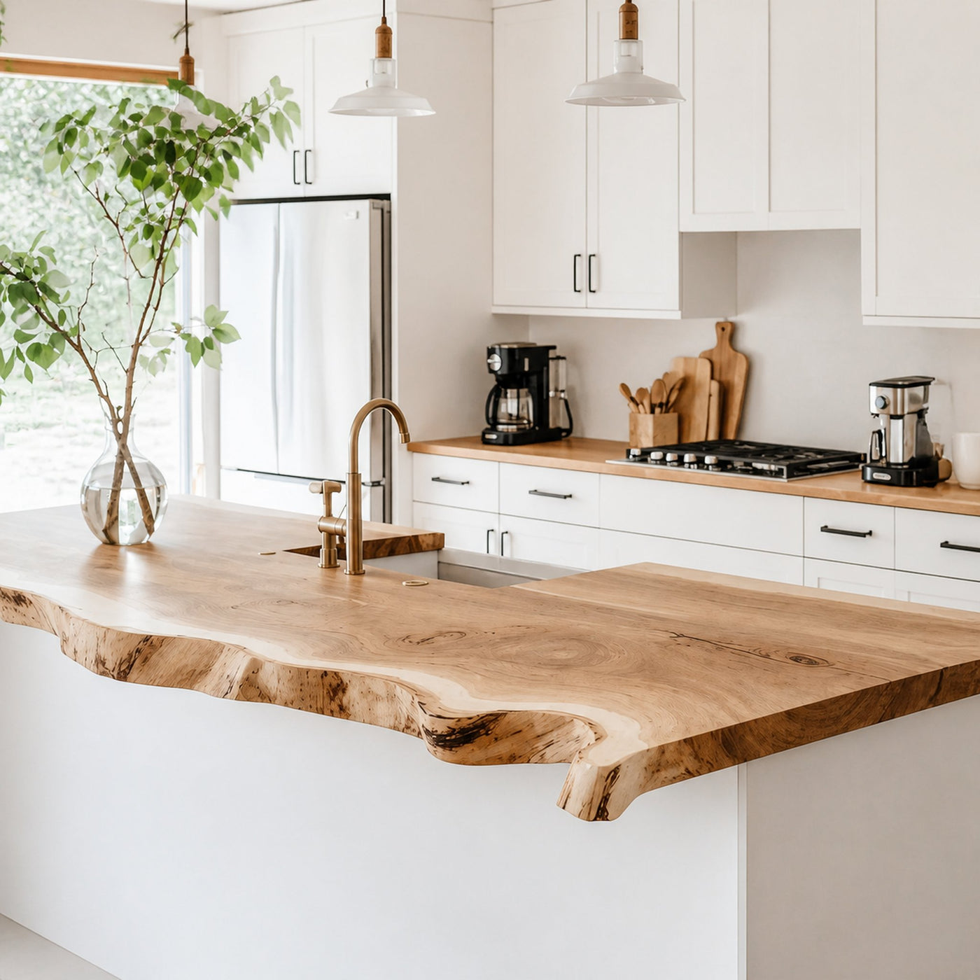 Mid Century Live Edge Countertop Modern Kitchen