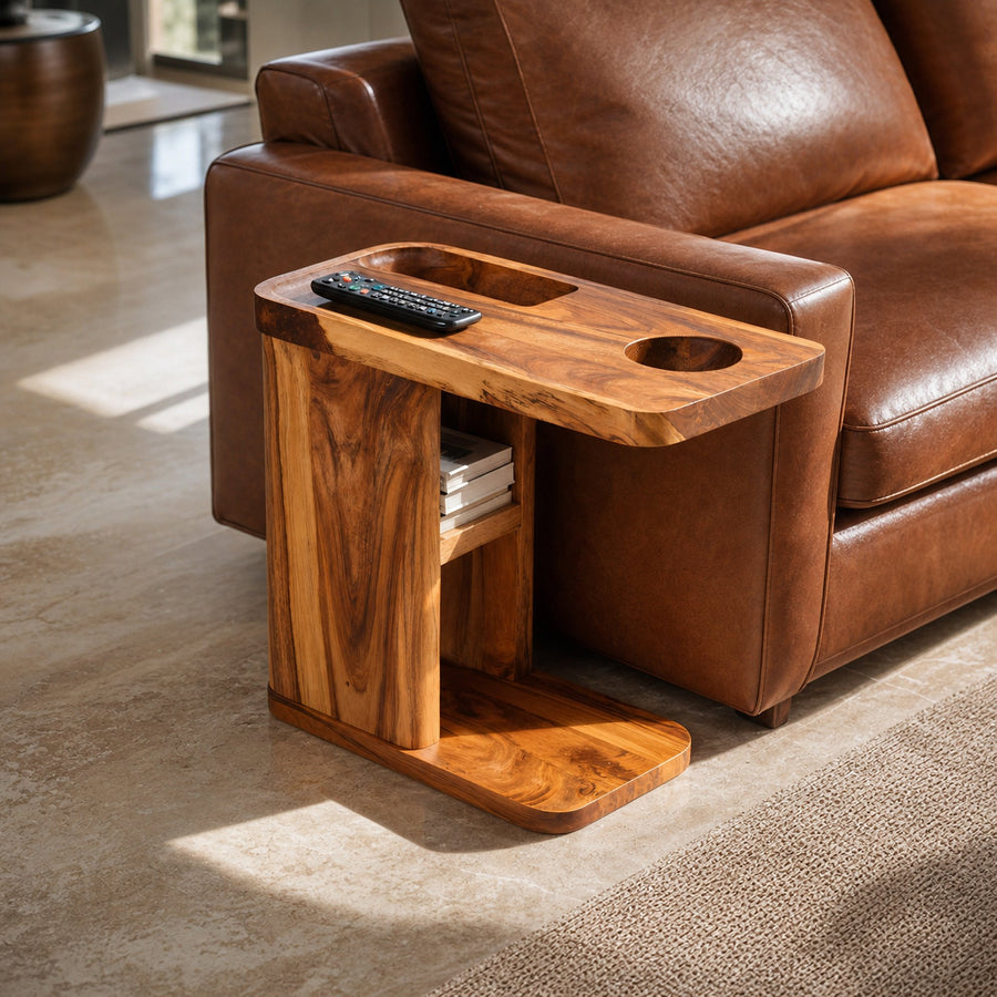 Mid Century Live Edge Side Table For Living Room Decor