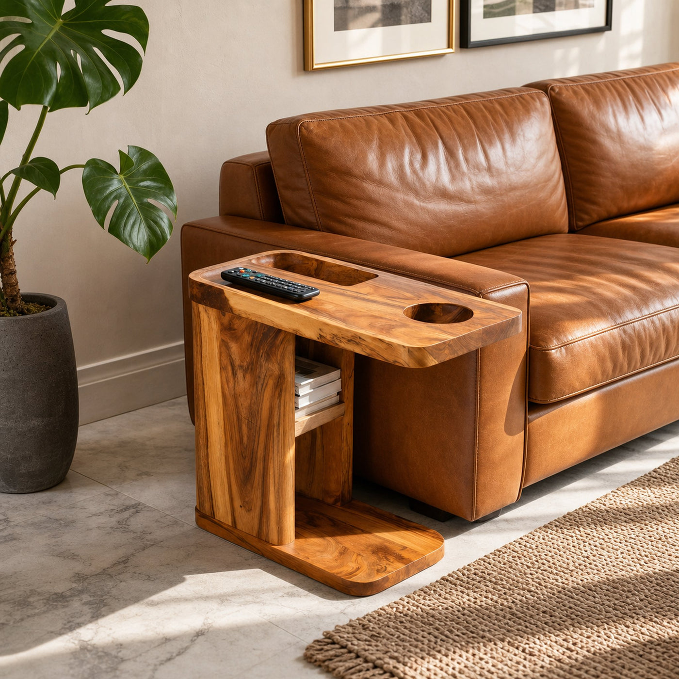 Mid Century Live Edge Side Table For Living Room Decor - product view 6