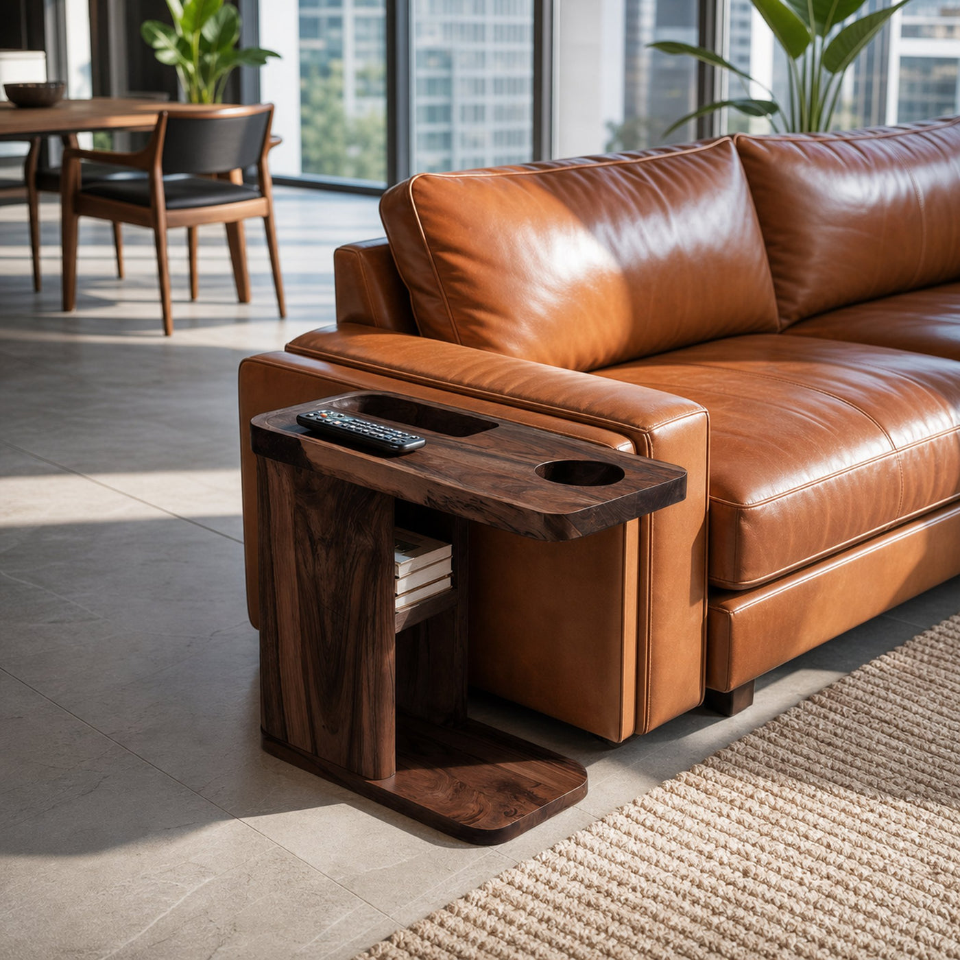 Mid Century Live Edge Side Table For Living Room Decor - product view 7