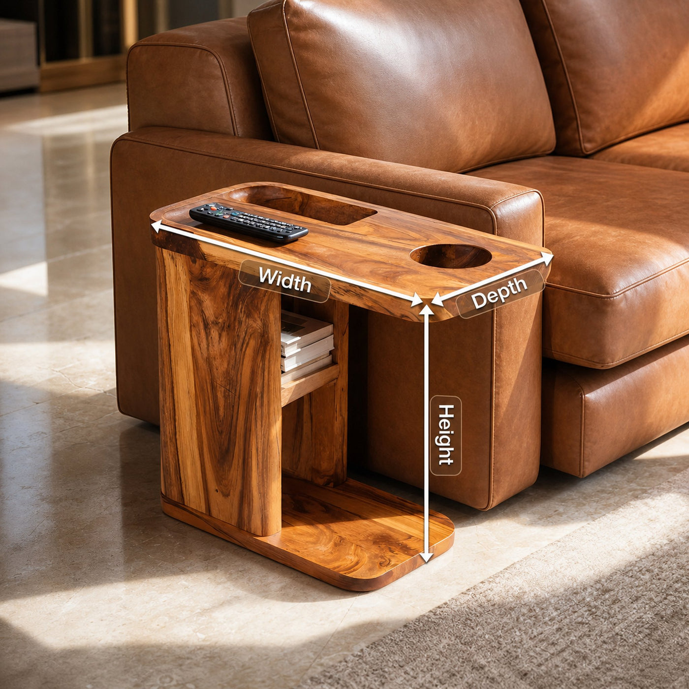 Mid Century Live Edge Side Table For Living Room Decor - product view 8