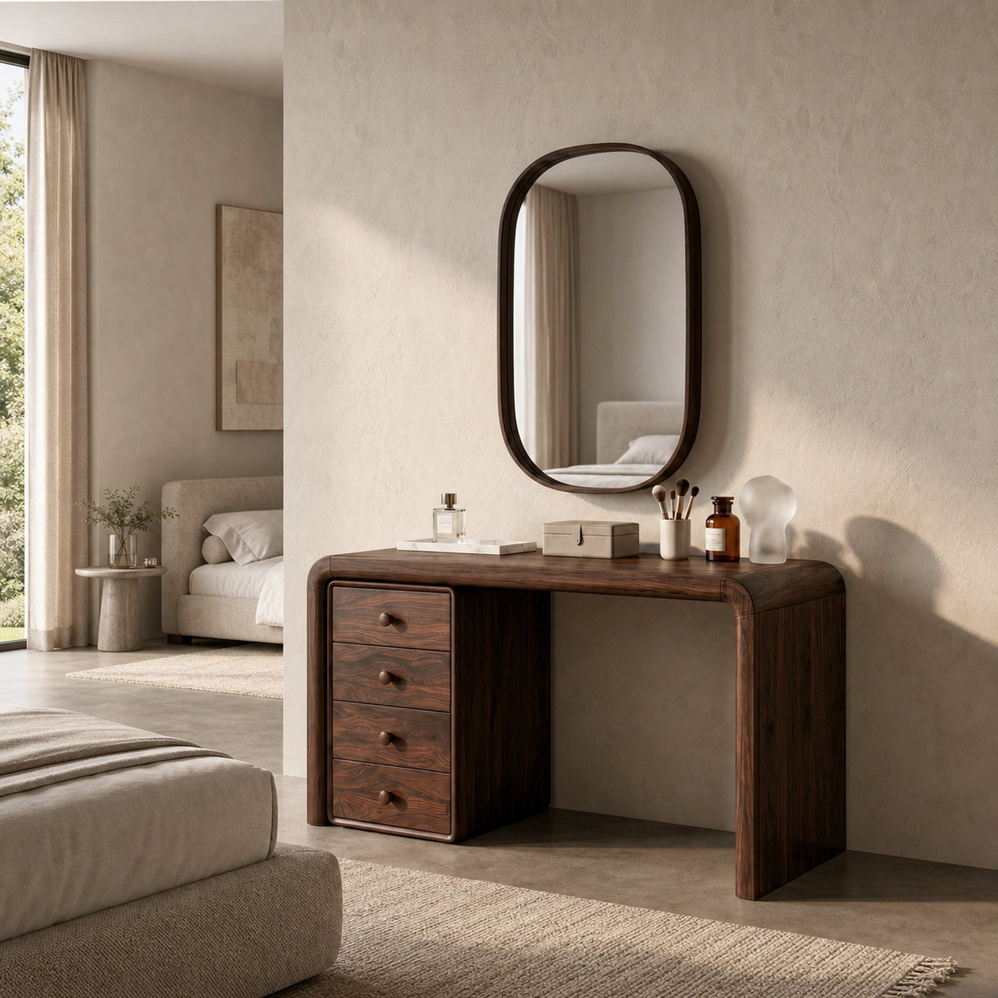 Mid Century Makeup Vanity With Drawer Storage For Bedroom - product view 7
