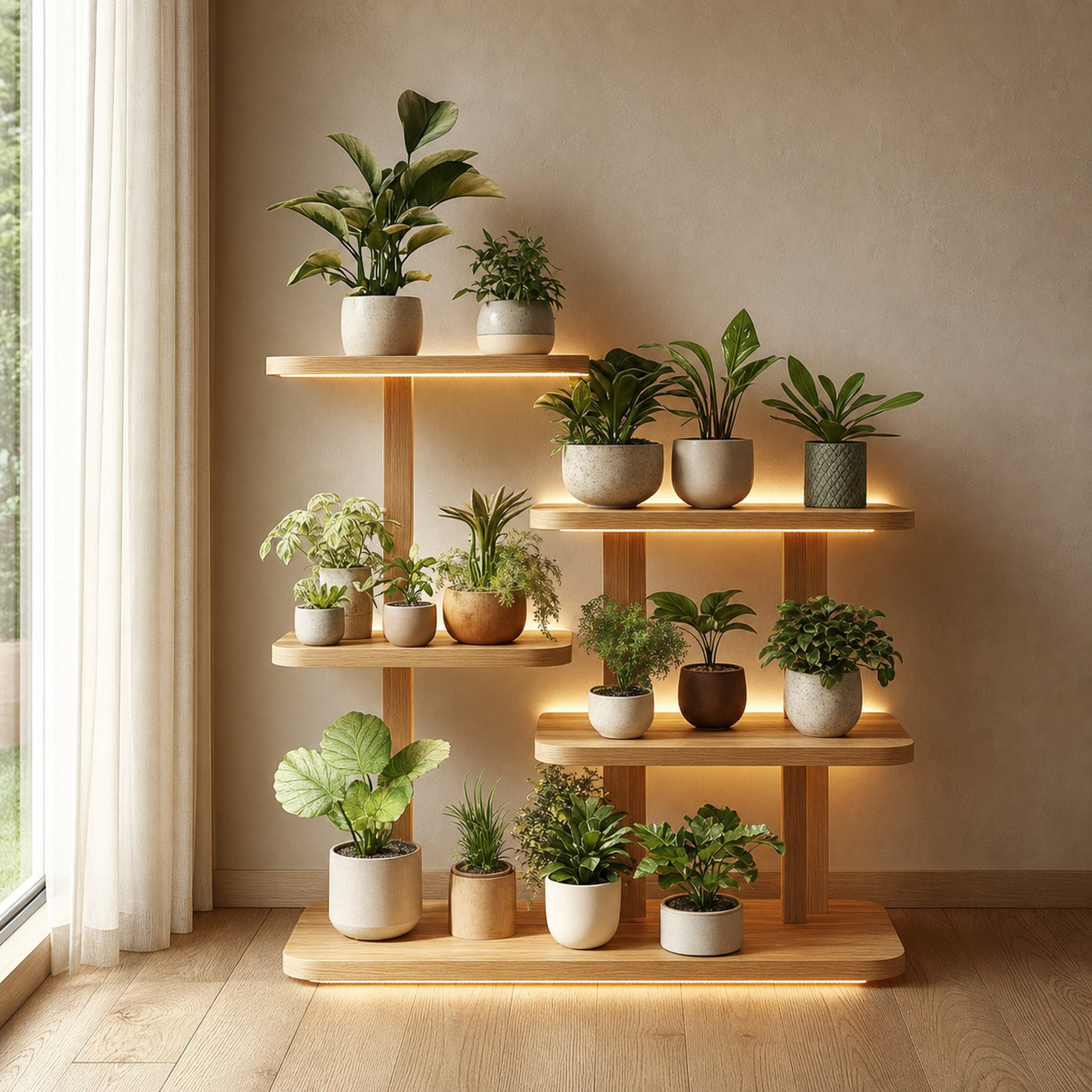 Mid Century Modern Plant Display Living Room