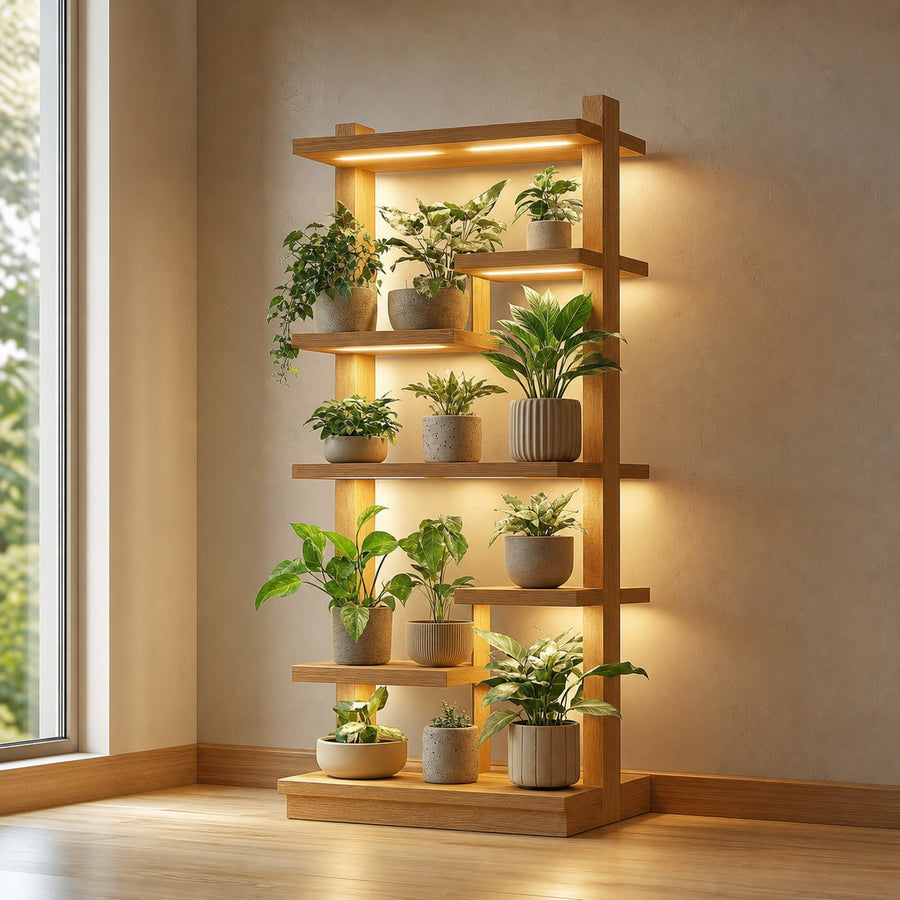 Mid Century Modern Plant Shelf Display Living Room