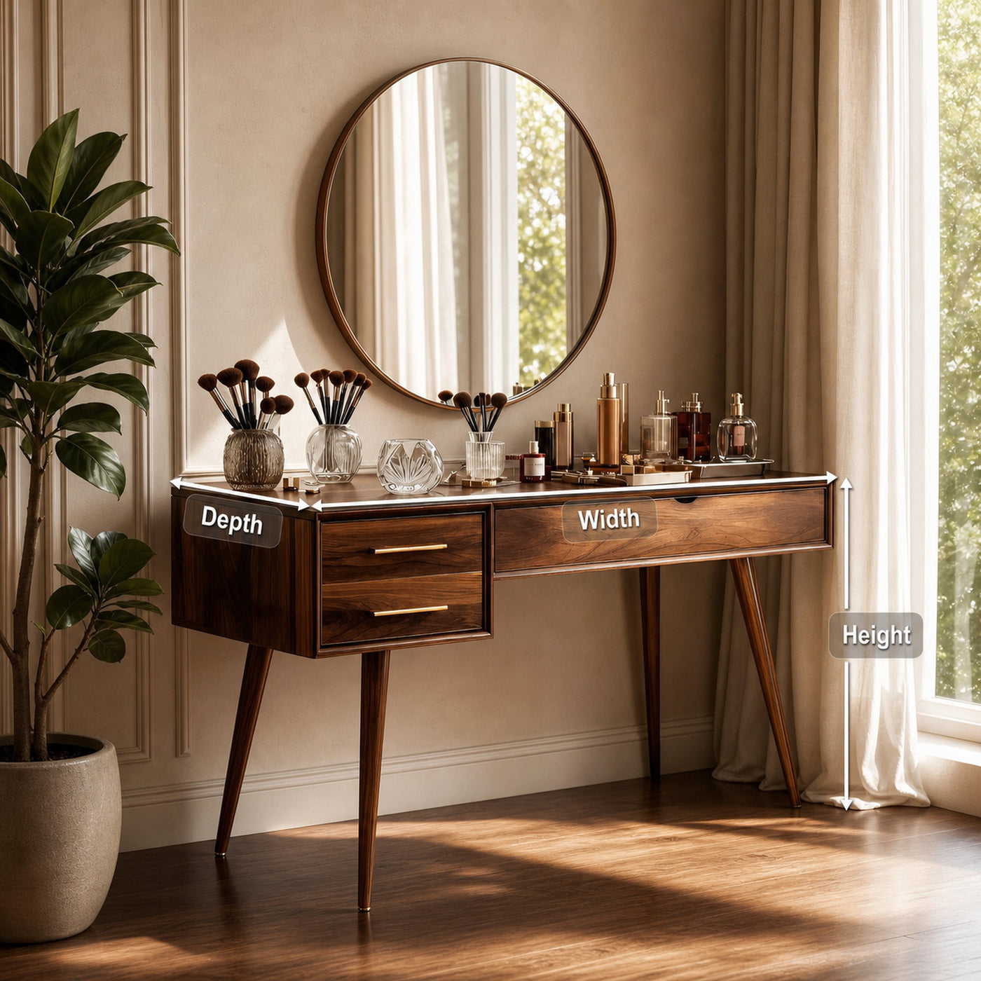 Mid Century Modern Vanity Desk With Drawers For Bedroom - product view 8
