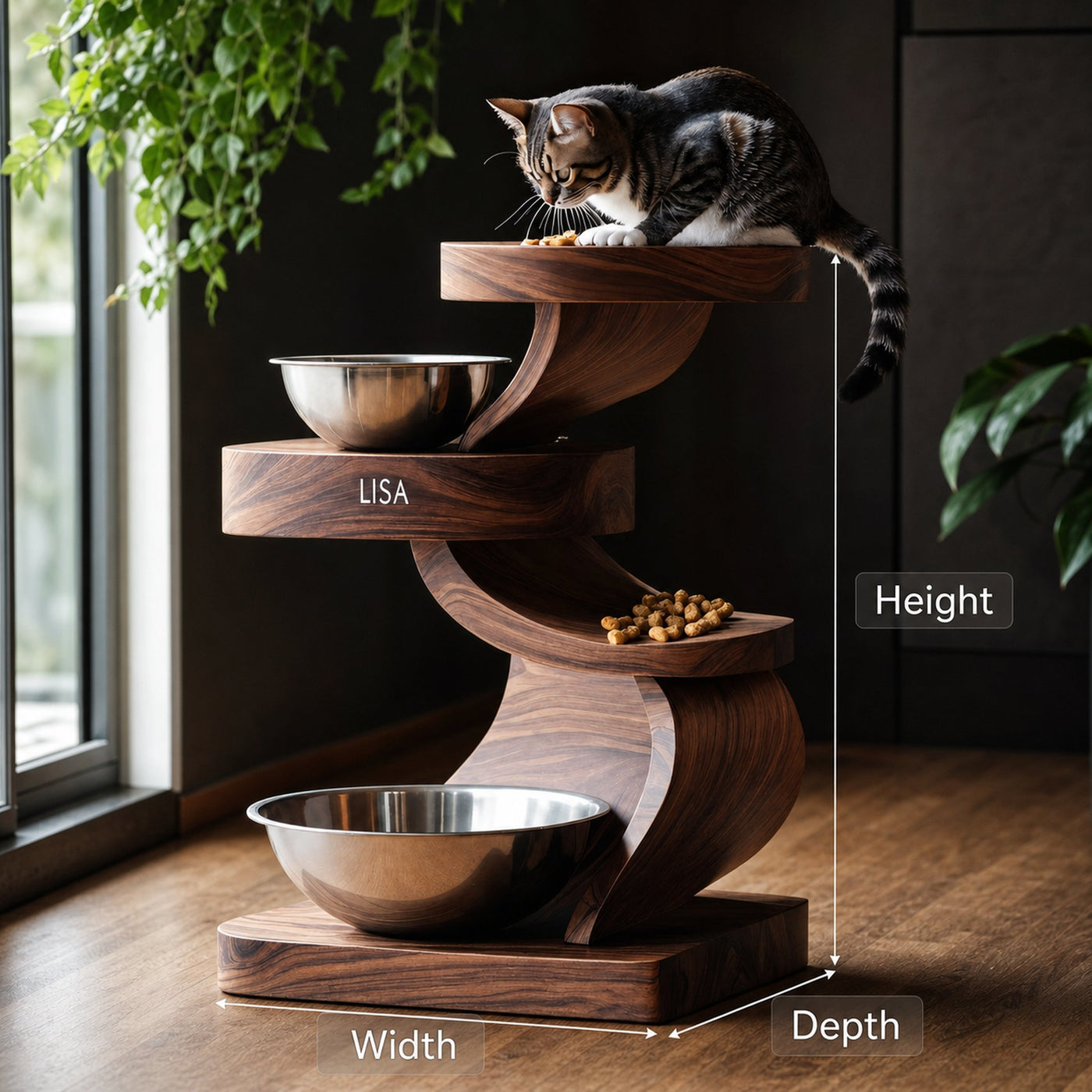 Mid Century Pet Food Bowl Stand For Kitchen Use - product view 6