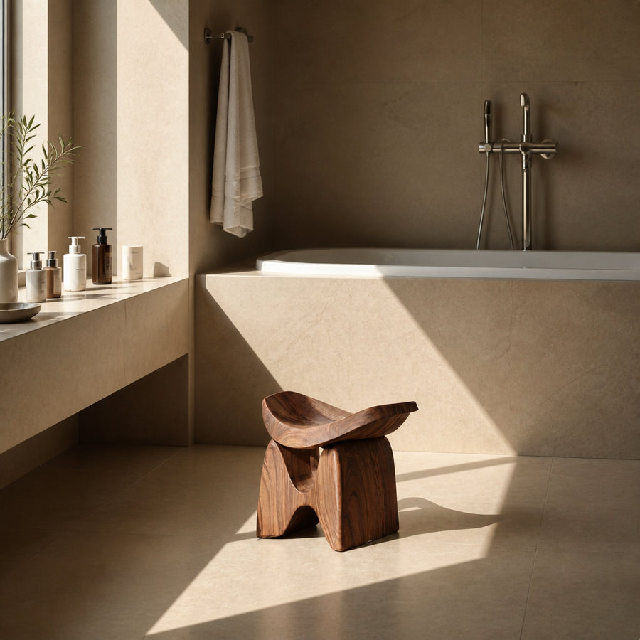 Mid Century Shower Stool For Elegant Bathroom Look