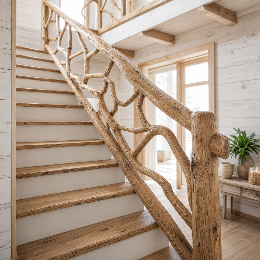 Mid Century Solid Timber Staircase Hallway
