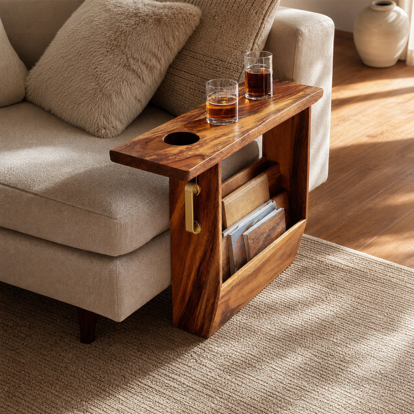 Mid Century Solid Wood Armrest For Furniture Decor