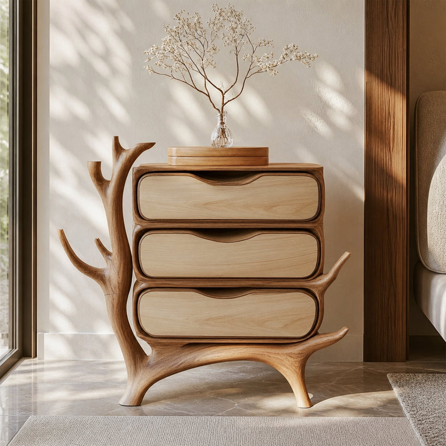 Mid Century Solid Wood Cabinet Interior Accent