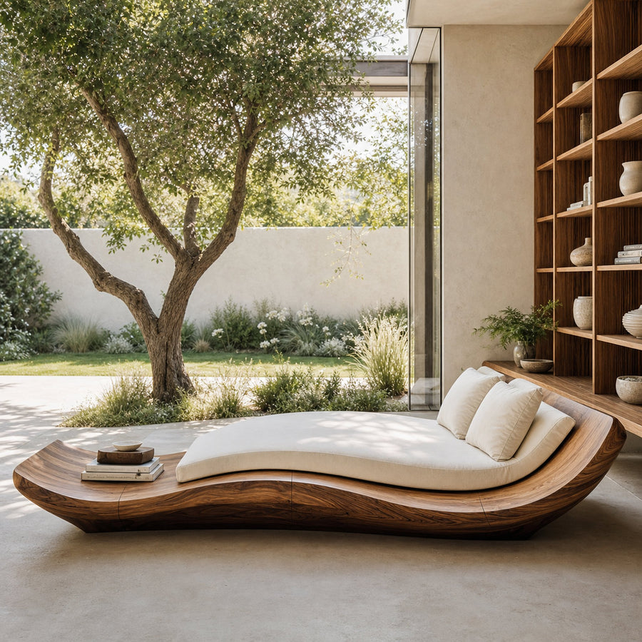 Mid Century Solid Wood Garden Daybed For Bedroom Decor