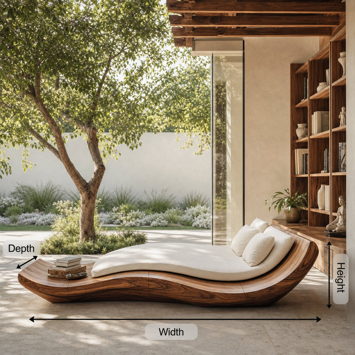 Mid Century Solid Wood Garden Daybed For Bedroom Decor - product view 6