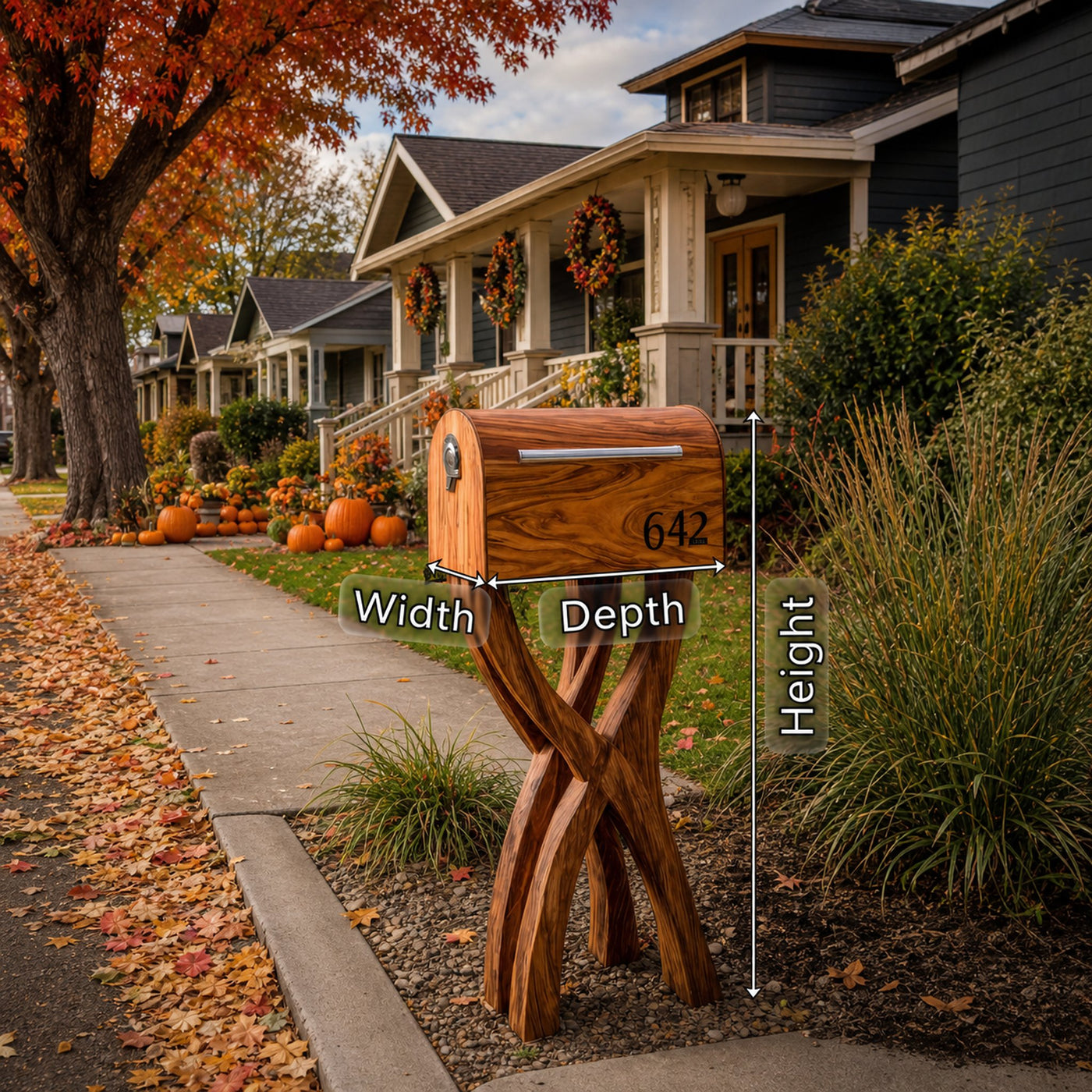 Mid Century Solid Wood Sculpture Mailbox For Outdoor Yard Accent - product view 6