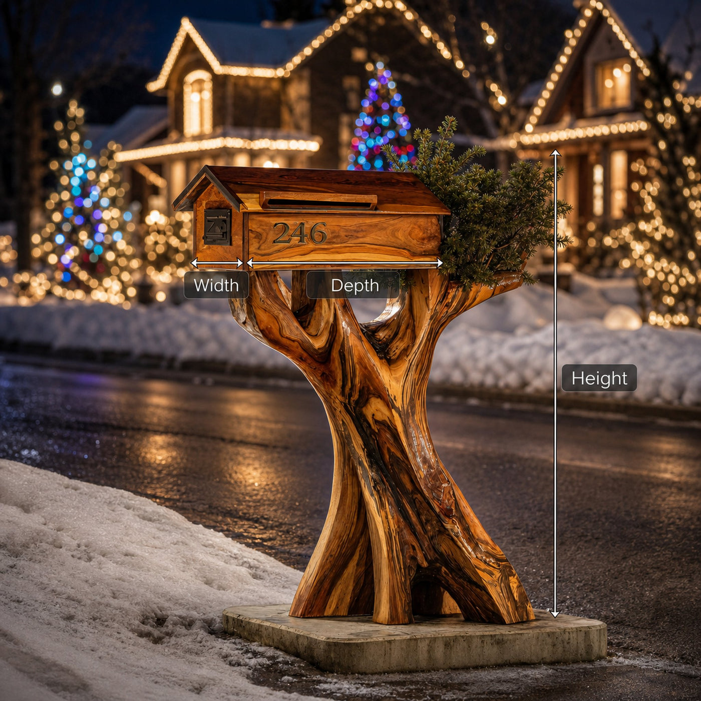Mid Century Solid Wood Sculpture Mailbox For Patio Outdoor Decor - product view 6