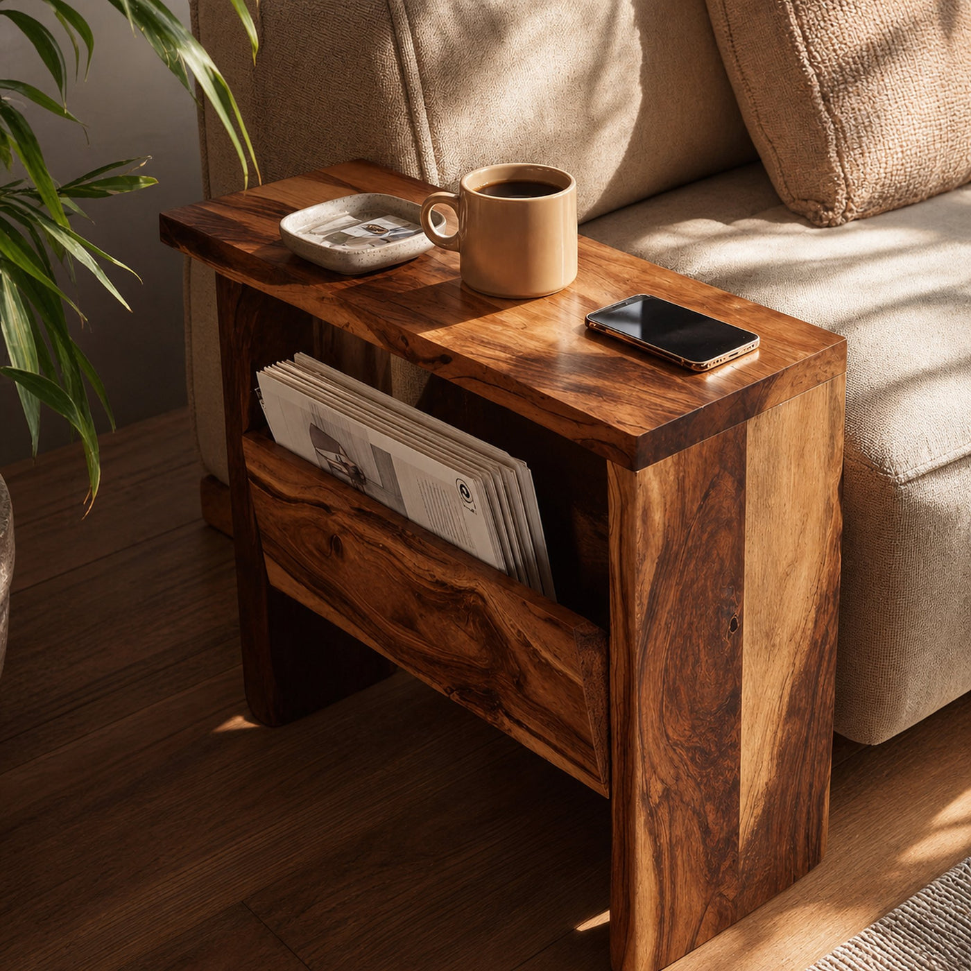Mid Century Solid Wood Side Table For Home Furniture