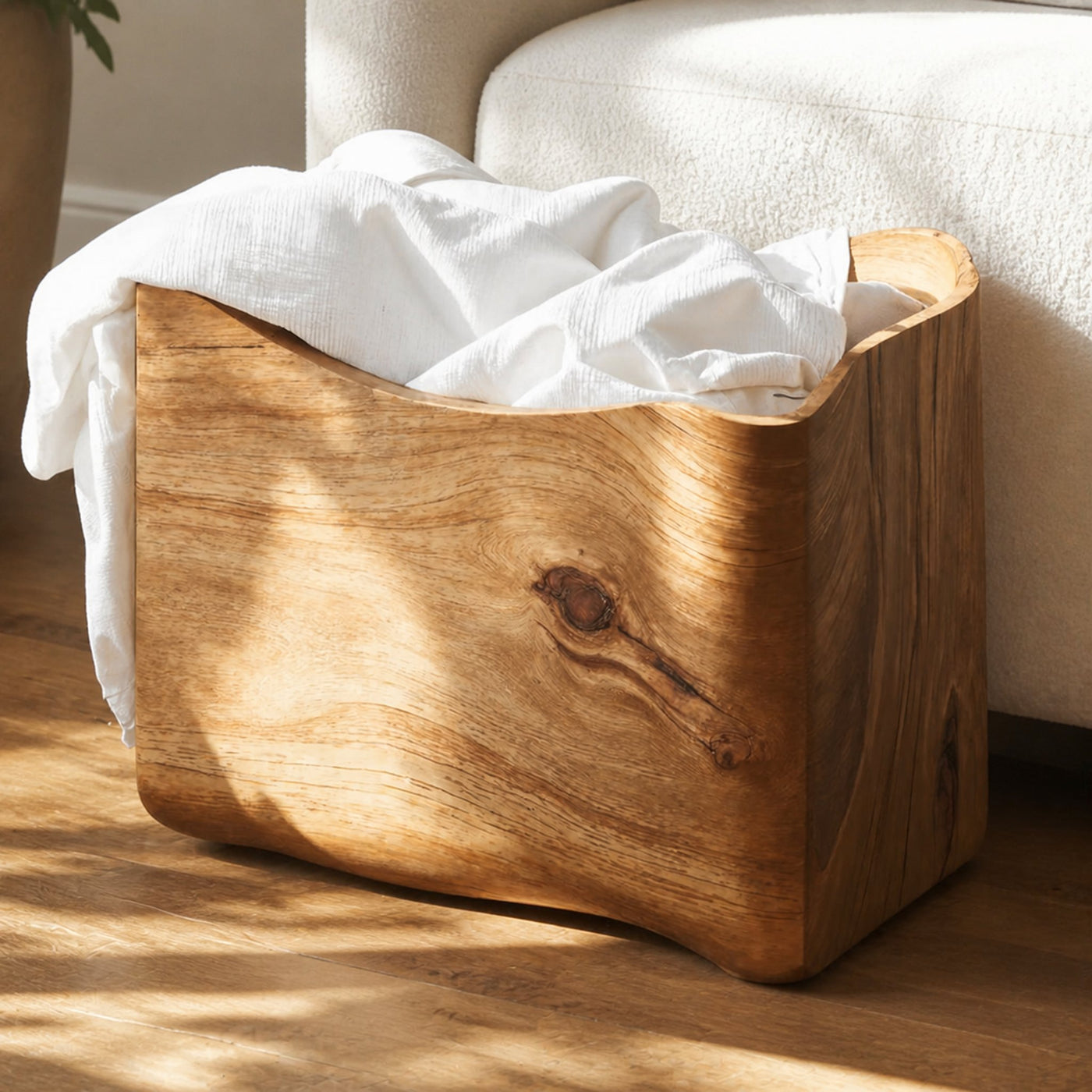 Mid Century Solid Wood Storage Bin For Living Room Decor