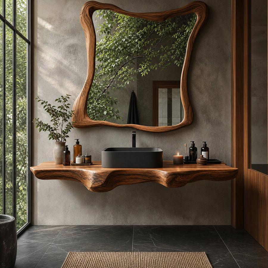 Mid Century Solid Wood Vanity For Sleek Bathroom