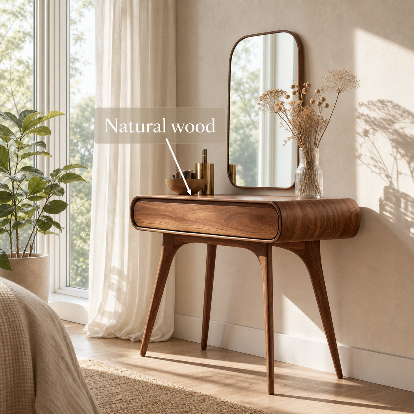 Mid Century Vanity Table With Drawers For Bedroom - product view 6