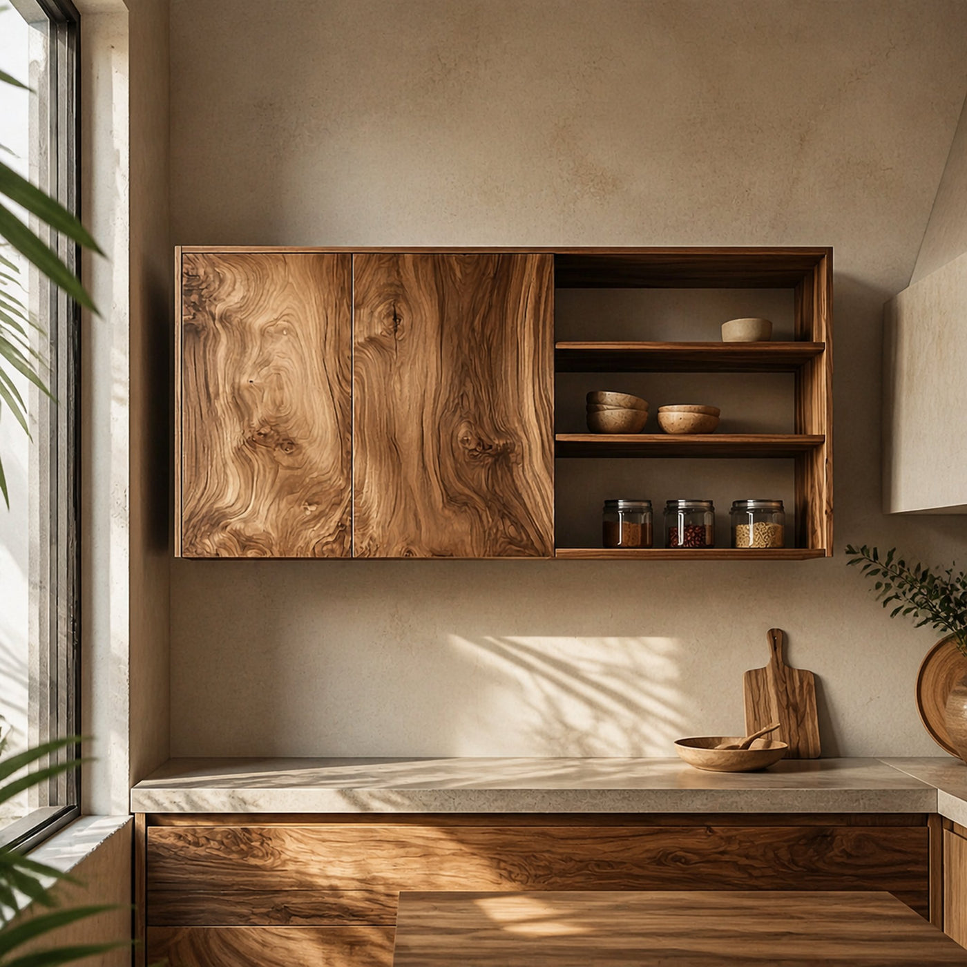 Mid Century Wall Mounted Display Storage For Kitchen