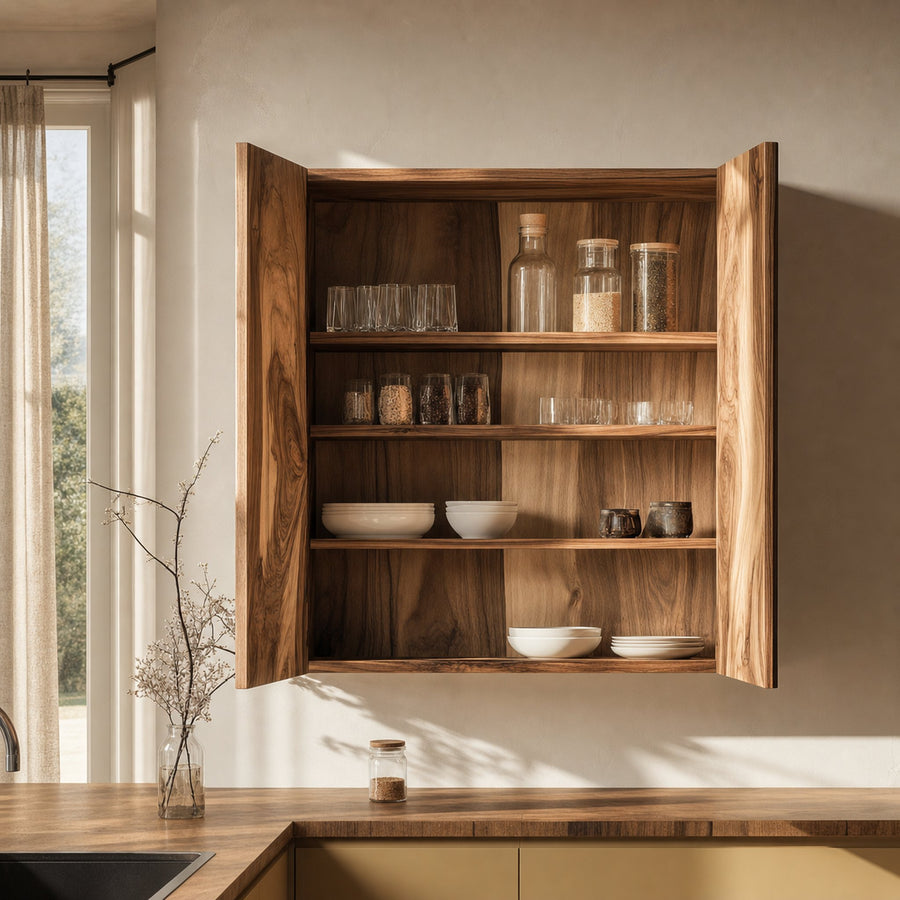 Mid Century Wall Mounted Storage Cabinet For Kitchen And Dining Room