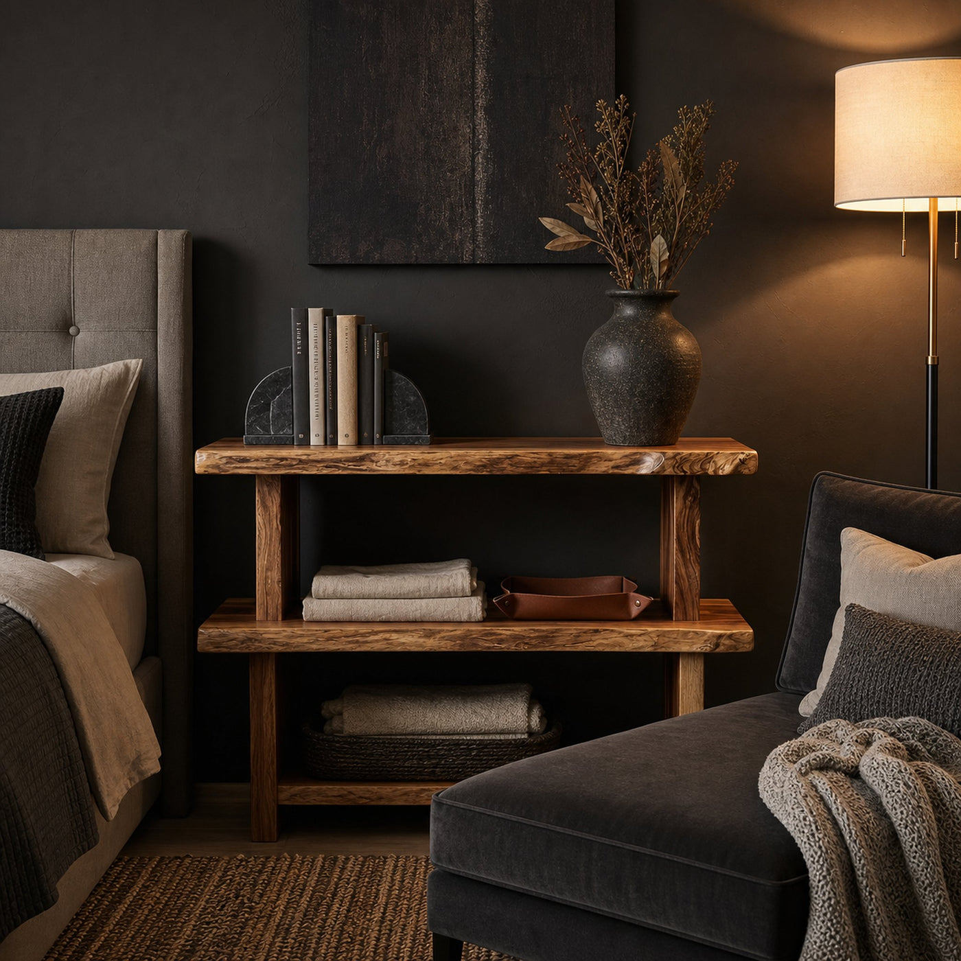 Mid Century Wood Bookshelf For Living Room Storage And Home Decor - product view 6