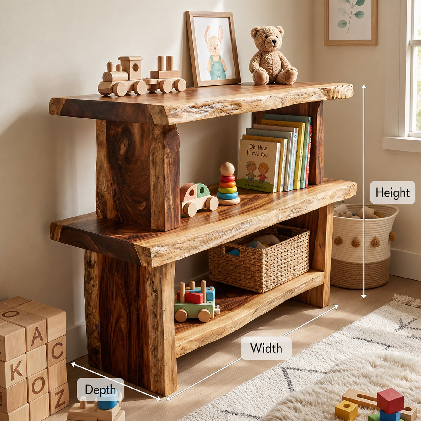 Mid Century Wood Bookshelf For Living Room Storage And Home Decor - product view 7