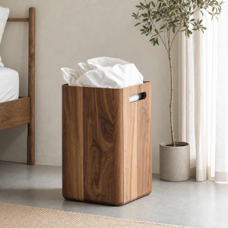 Mid Century Wood Box For Bedroom Storage And Decor Accent