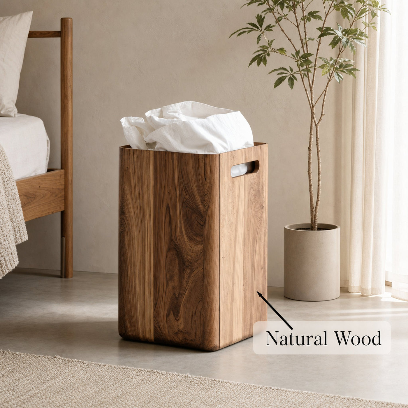 Mid Century Wood Box For Bedroom Storage And Decor Accent - product view 6