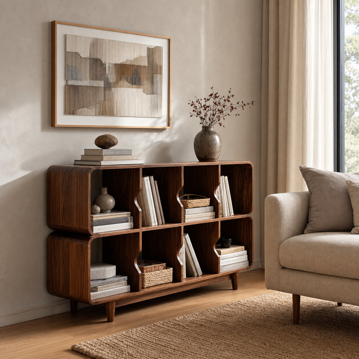 Mid Century Wood Rounded Edges Magazine Rack For Living Room - product view 6