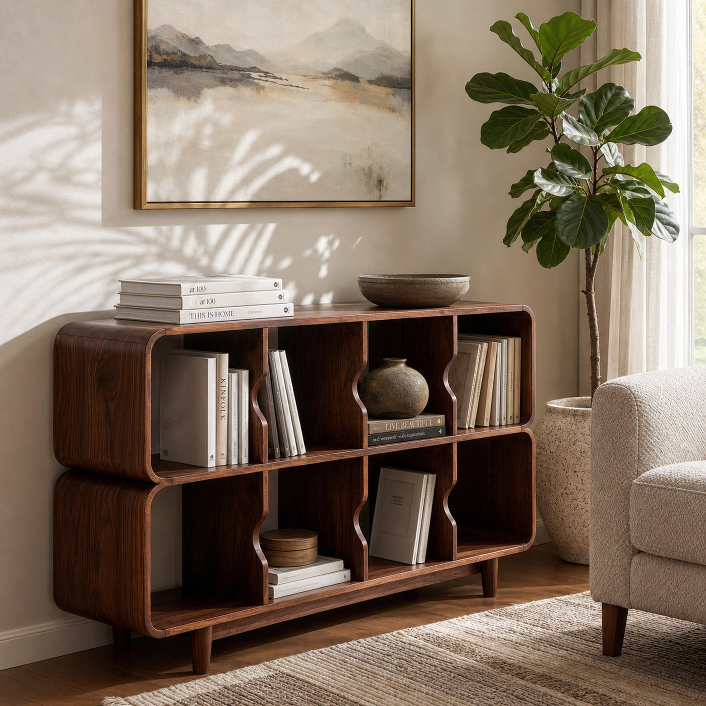 Mid Century Wood Rounded Edges Magazine Rack For Living Room - product view 7
