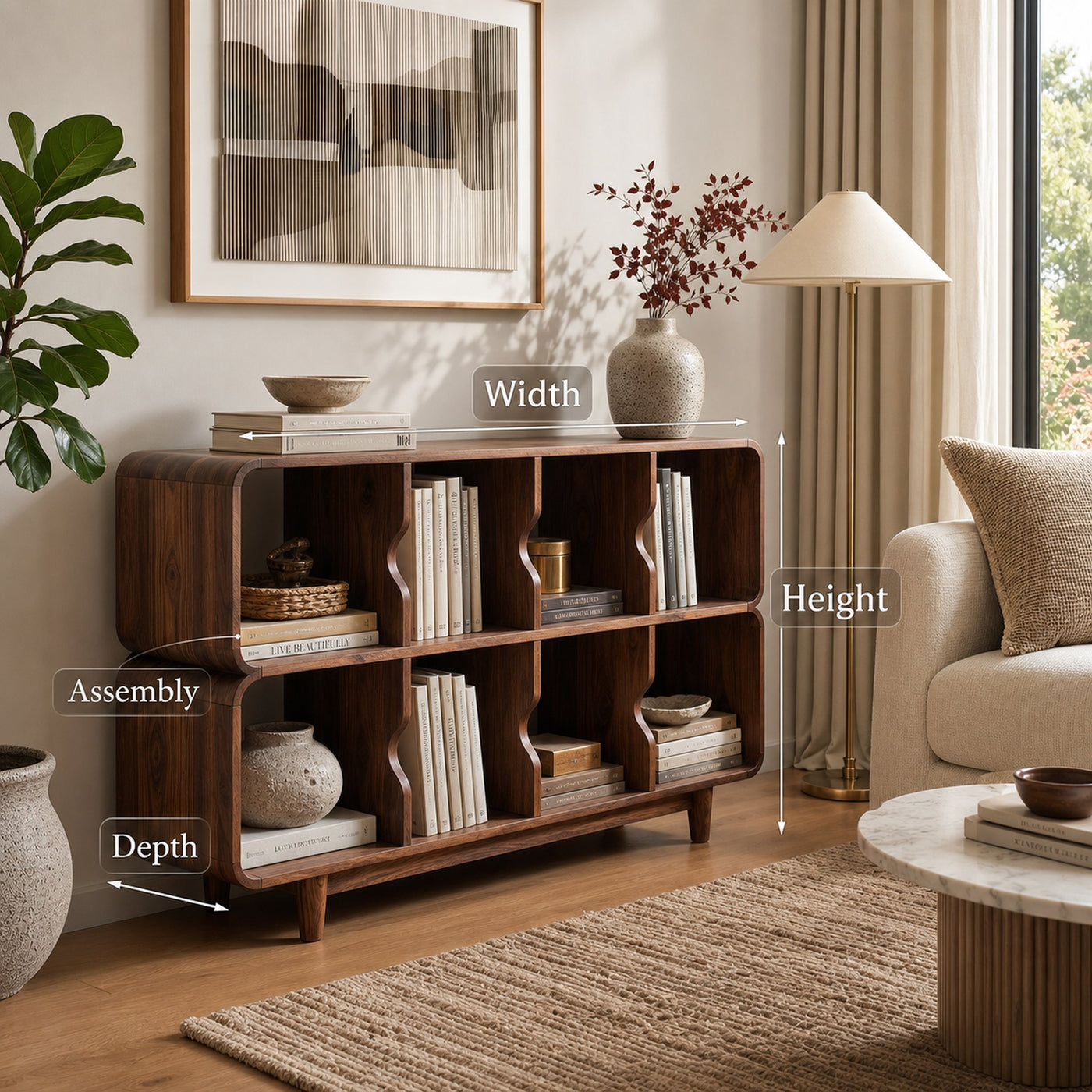 Mid Century Wood Rounded Edges Magazine Rack For Living Room - product view 8