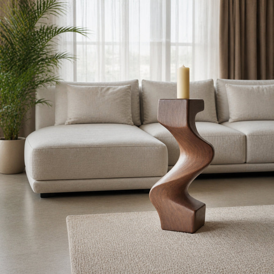 Mid Century Wooden Abstract Sculpture For Furniture Decor