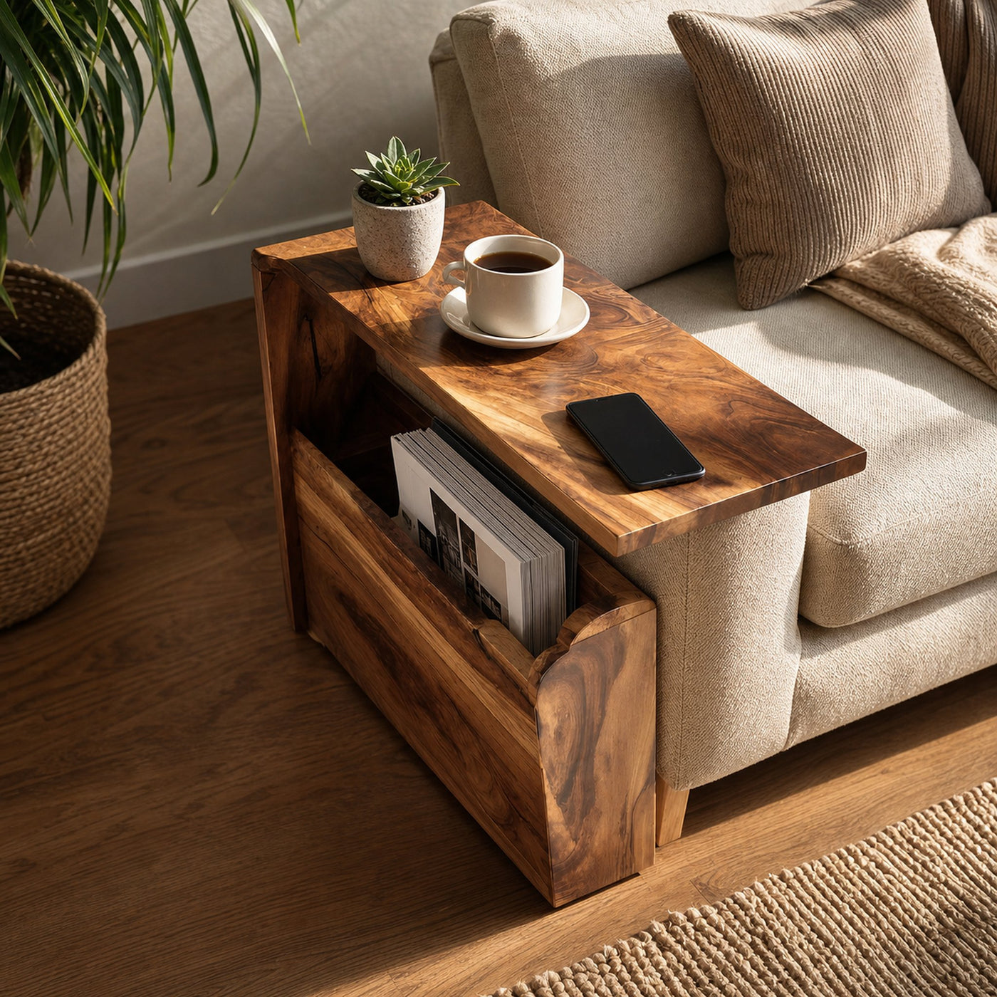 Mid Century Wooden Armrest For Home Furniture Decor