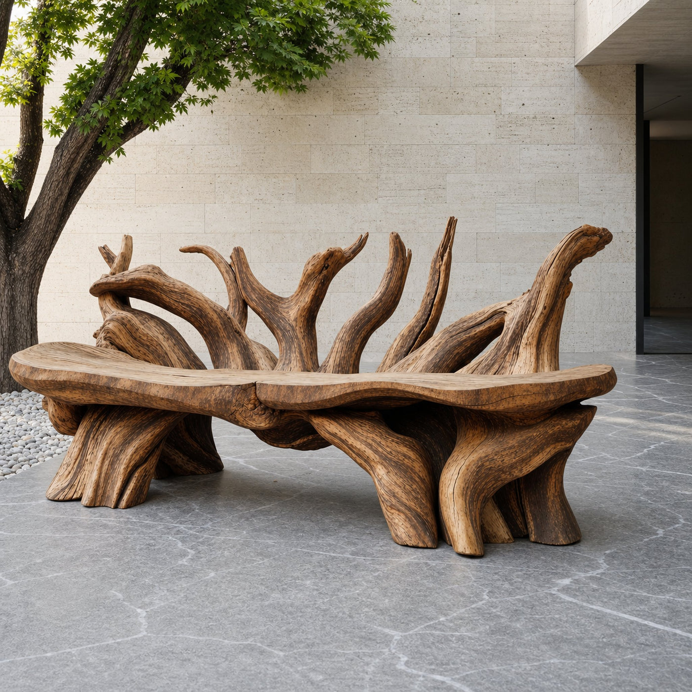 Mid Century Wooden Bench Outdoor Decor For Sleek Exteriors