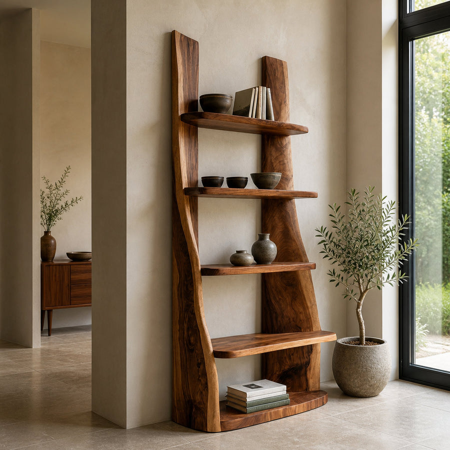 Mid Century Wooden Bookshelf For Apartment Living Room