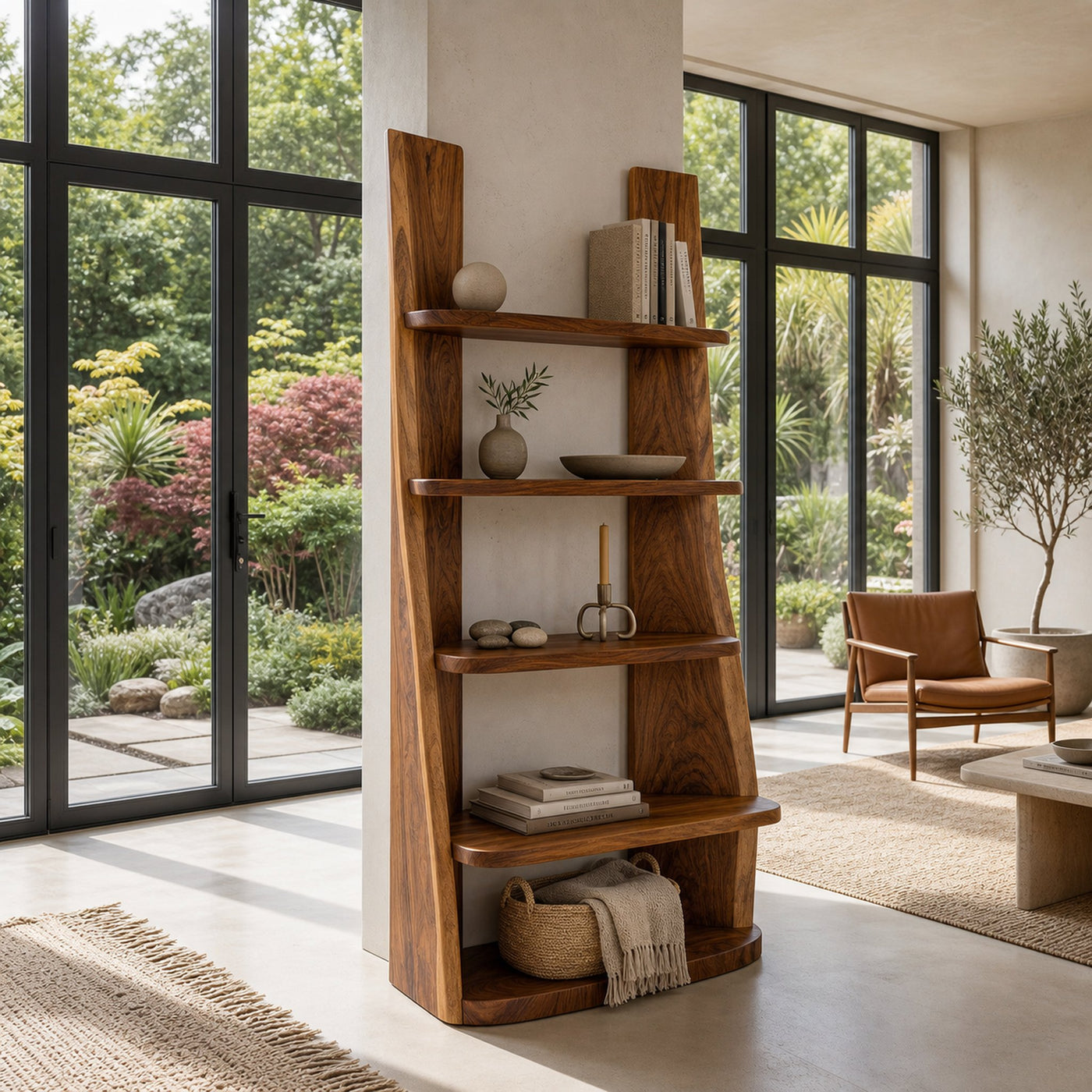 Mid Century Wooden Bookshelf For Apartment Living Room - product view 6