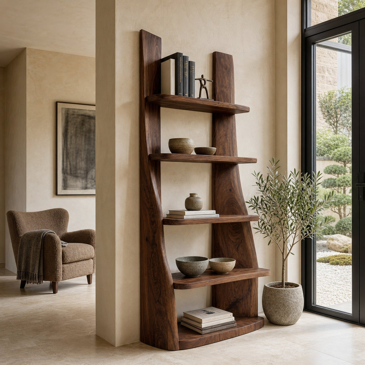 Mid Century Wooden Bookshelf For Apartment Living Room - product view 7