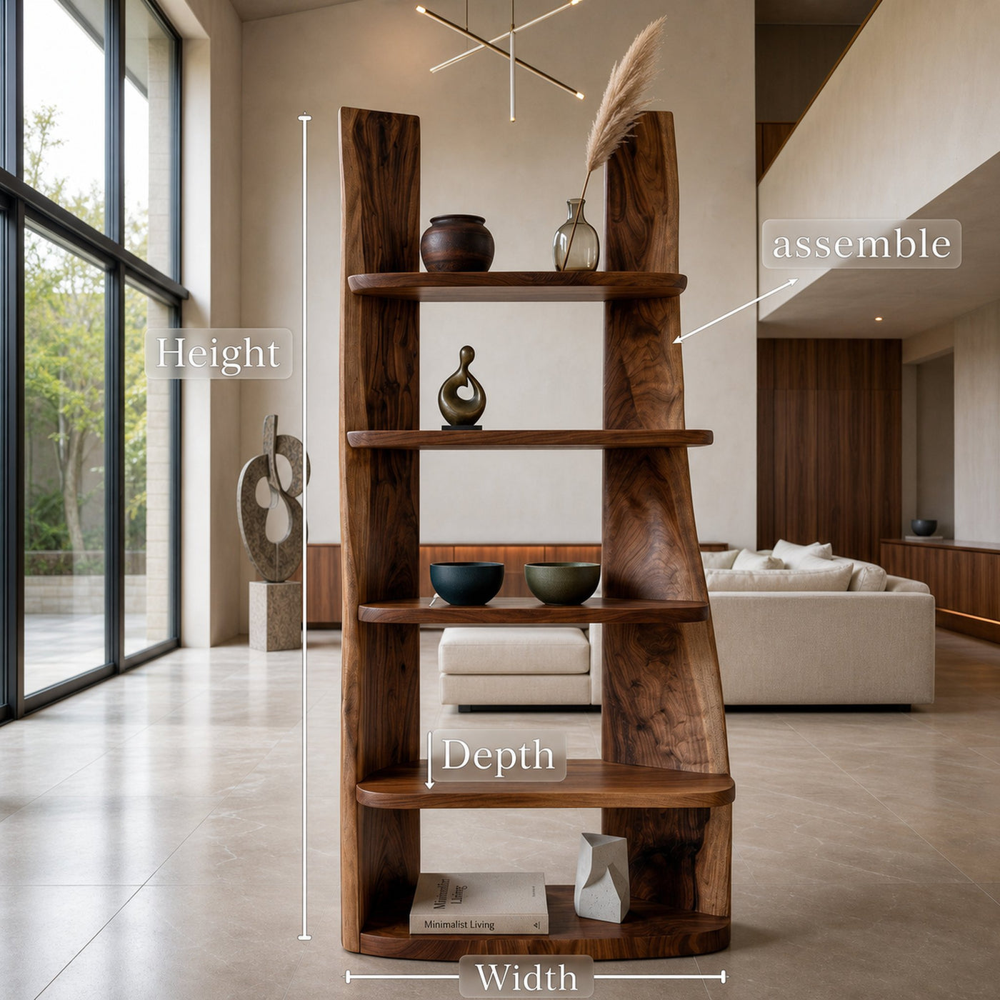 Mid Century Wooden Bookshelf For Apartment Living Room - product view 8