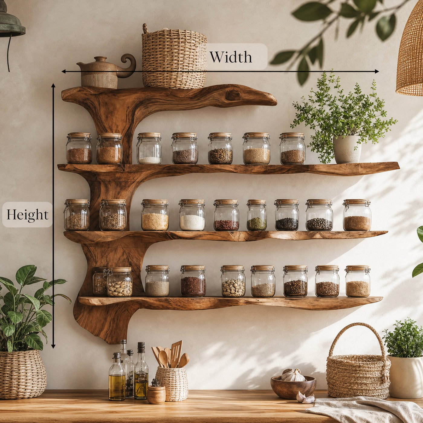 Mid Century Wooden Cabinet With Spice Rack For Kitchen - product view 6