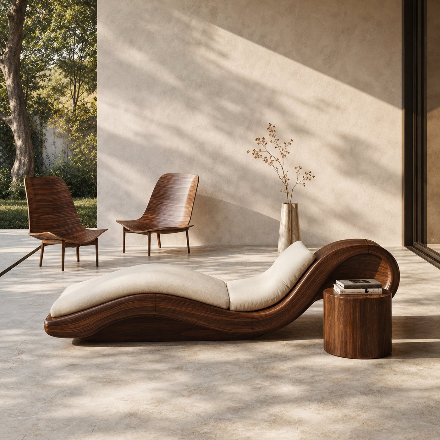 Mid Century Wooden Daybed For Patio Furniture Outdoor Design