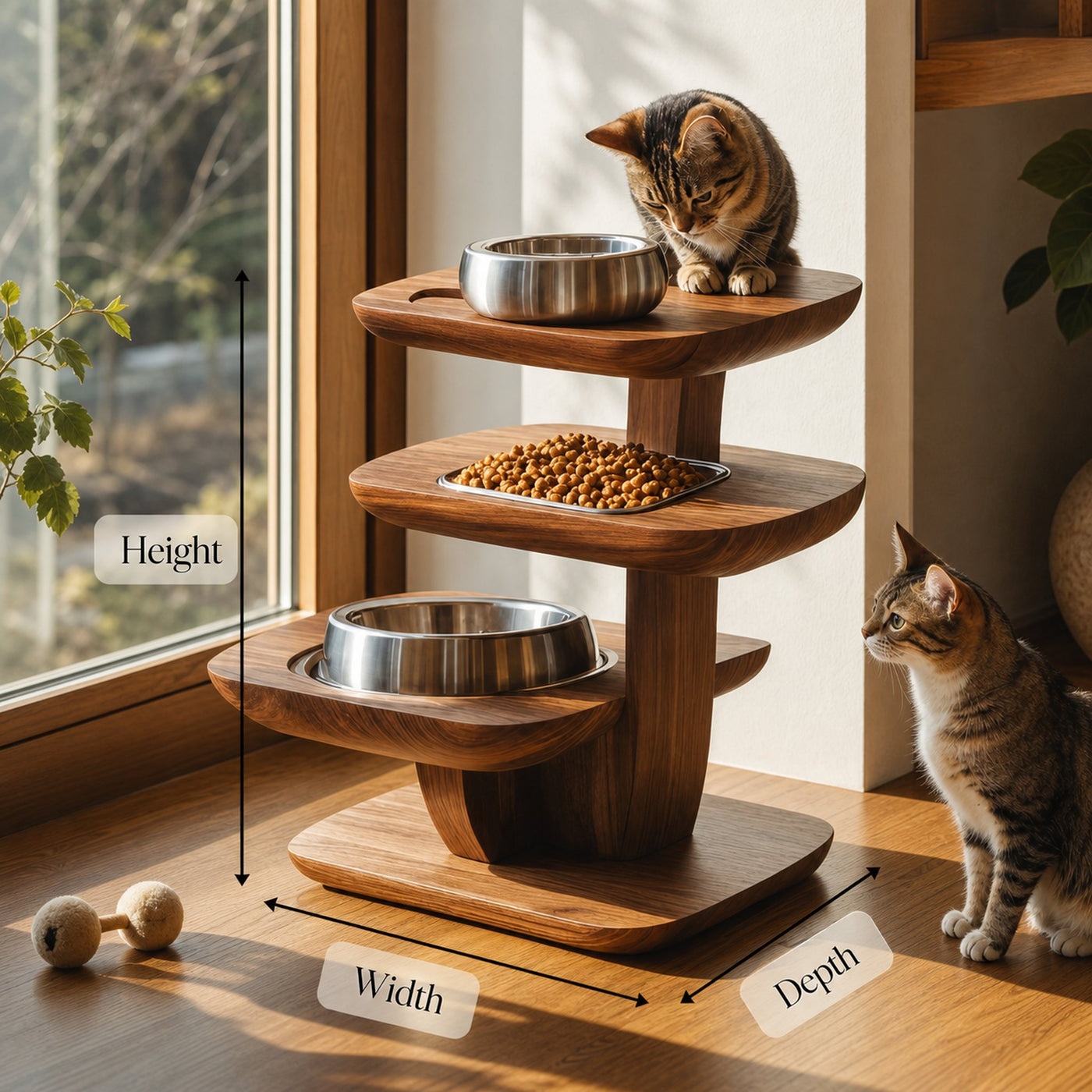 Mid Century Wooden Dog Bowl Stand For Kitchen Decor - product view 6