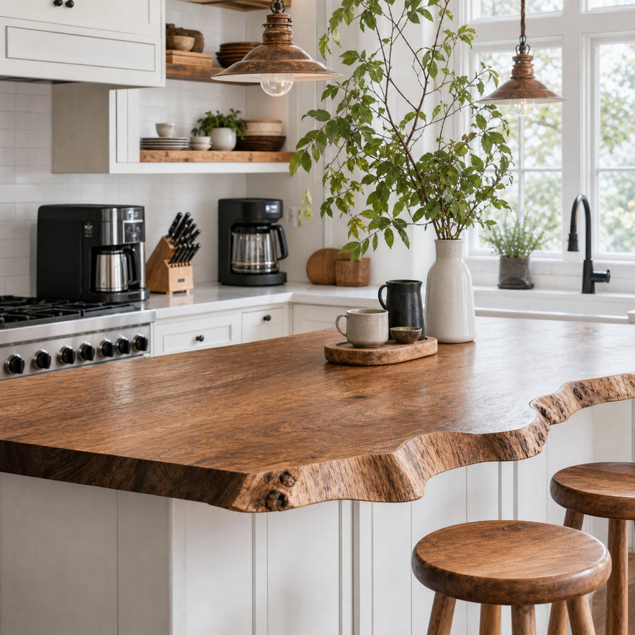 Mid Century Wooden Kitchen Countertop For Elegant Dining Room