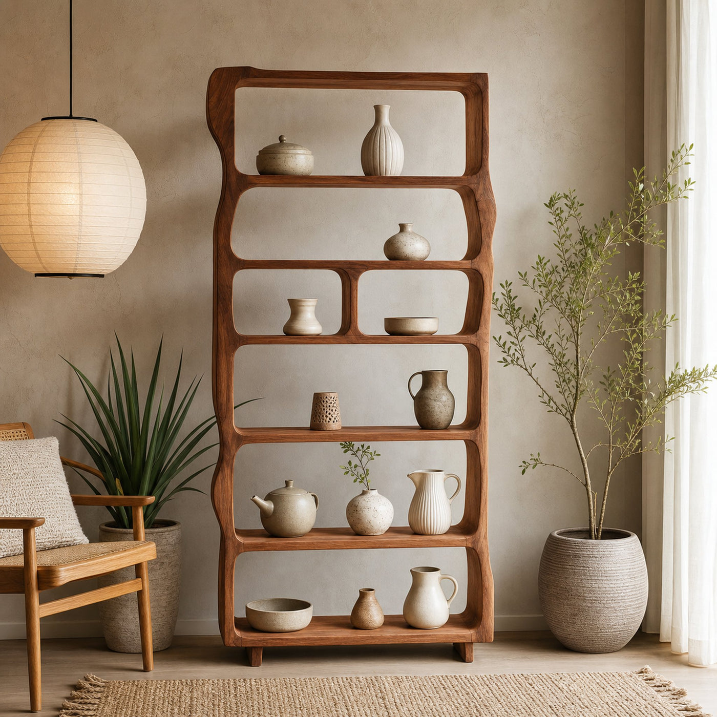 Mid Century Wooden Open Shelf For Living Room Furniture Decor - product view 6
