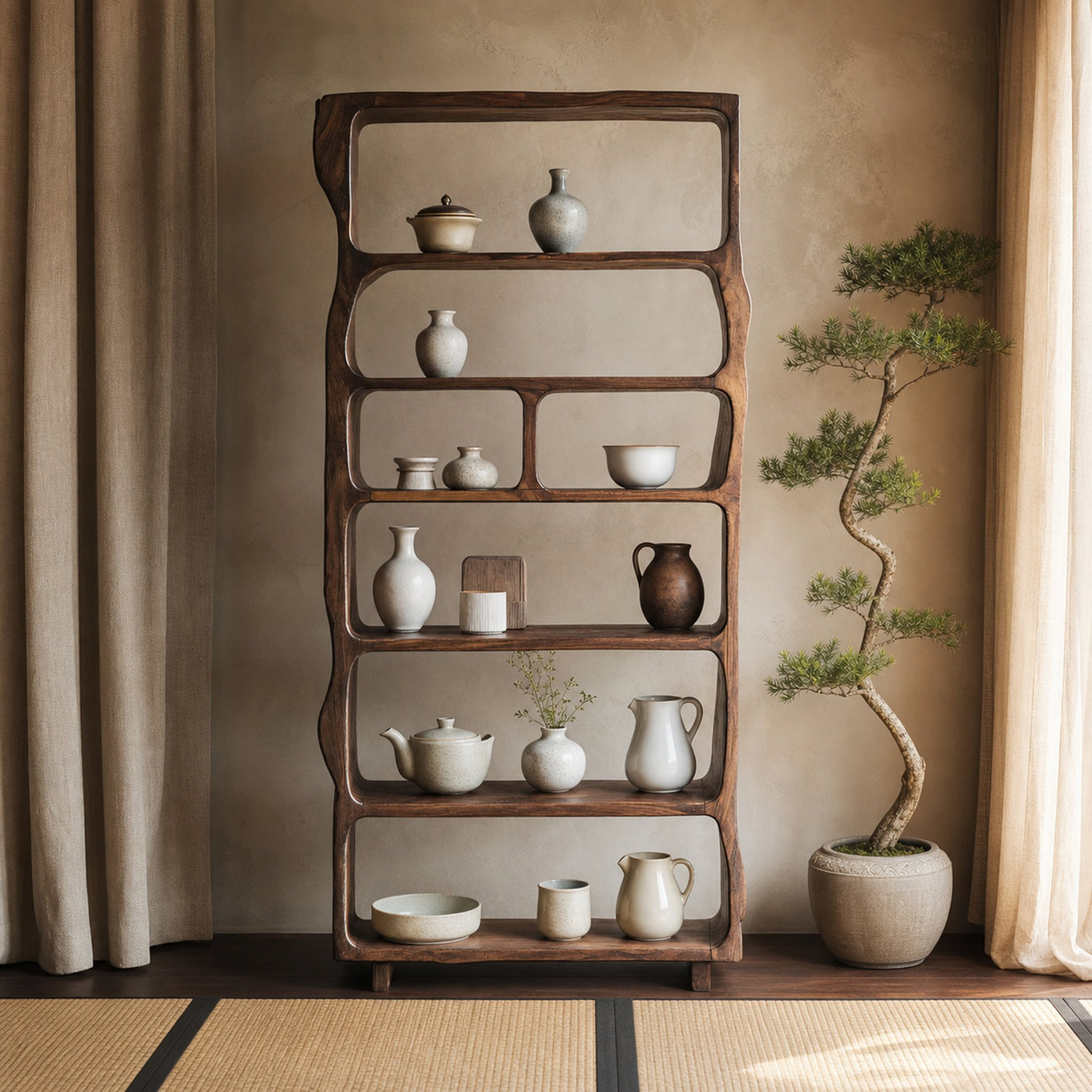 Mid Century Wooden Open Shelf For Living Room Furniture Decor - product view 7