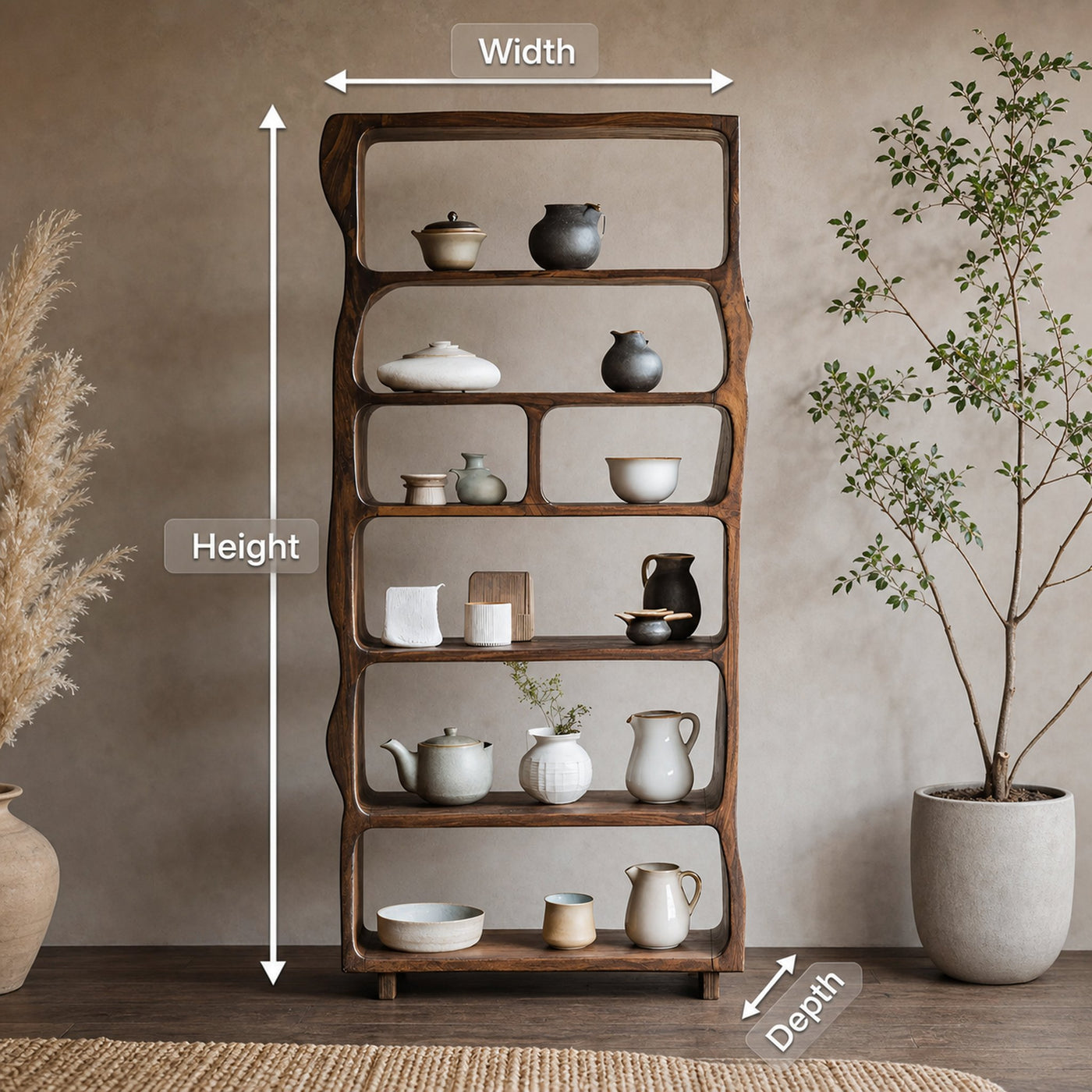 Mid Century Wooden Open Shelf For Living Room Furniture Decor - product view 8